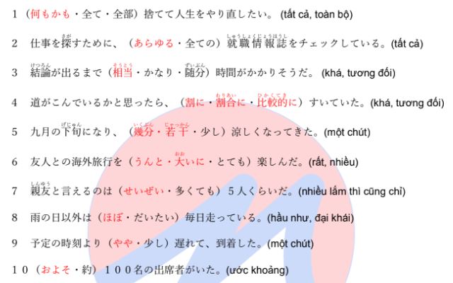 Phó từ N2 gần nghĩa